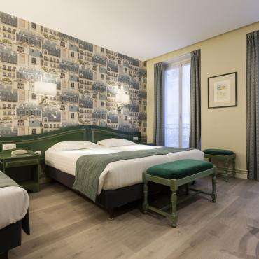 Hôtel du Pré - chambre triple à trois lits simple - Photographe Arnaud Laplanche